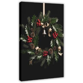 Festive Holiday Wreath Evergreen Pinecones Berries Bell Décor Decorative Canvas Posters Suitable For Bedrooms Living Rooms Bathrooms Kitchens And Offices Decoration 08x12inch(20x30cm) Unframe-style in Saudi Arabia