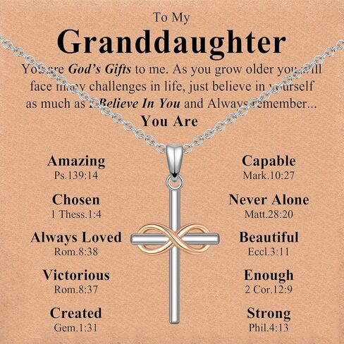 To My Daughter/Granddaughter/Niece/Sister Cross Necklace for Girls - Christian Gifts for Kids Teens Birthday Christmas Valentines Easter Confirmation Baptism Religious Gift Stocking Stuffers in Saudi Arabia