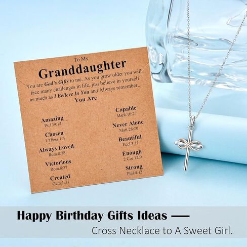 To My Daughter/Granddaughter/Niece/Sister Cross Necklace for Girls - Christian Gifts for Kids Teens Birthday Christmas Valentines Easter Confirmation Baptism Religious Gift Stocking Stuffers in Saudi Arabia