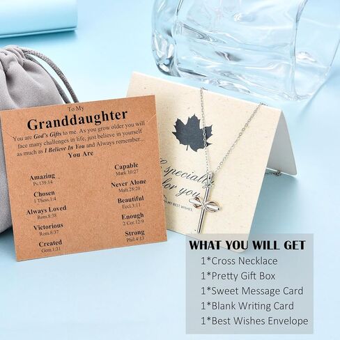 To My Daughter/Granddaughter/Niece/Sister Cross Necklace for Girls - Christian Gifts for Kids Teens Birthday Christmas Valentines Easter Confirmation Baptism Religious Gift Stocking Stuffers in Saudi Arabia