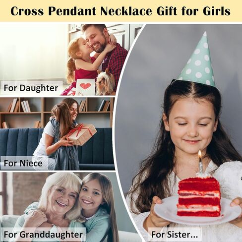 To My Daughter/Granddaughter/Niece/Sister Cross Necklace for Girls - Christian Gifts for Kids Teens Birthday Christmas Valentines Easter Confirmation Baptism Religious Gift Stocking Stuffers in Saudi Arabia