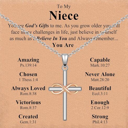 To My Daughter/Granddaughter/Niece/Sister Cross Necklace for Girls - Christian Gifts for Kids Teens Birthday Christmas Valentines Easter Confirmation Baptism Religious Gift Stocking Stuffers in Saudi Arabia