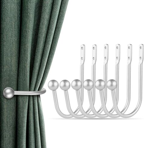 Curtain Holdbacks, 4pcs Curtains Holder Wall Mounted Drapery Tiebacks Retro Window Hook for Home Decor, Matte Black in Saudi Arabia