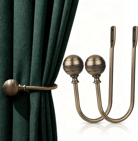 Curtain Holdbacks, 4pcs Curtains Holder Wall Mounted Drapery Tiebacks Retro Window Hook for Home Decor, Matte Black in Saudi Arabia