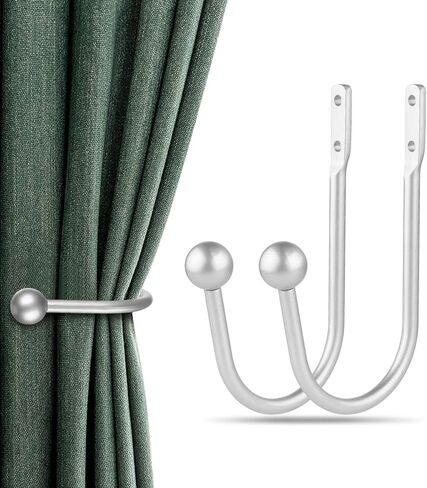 Curtain Holdbacks, 4pcs Curtains Holder Wall Mounted Drapery Tiebacks Retro Window Hook for Home Decor, Matte Black in Saudi Arabia