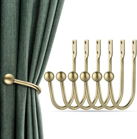 Curtain Holdbacks, 4pcs Curtains Holder Wall Mounted Drapery Tiebacks Retro Window Hook for Home Decor, Matte Black in Saudi Arabia