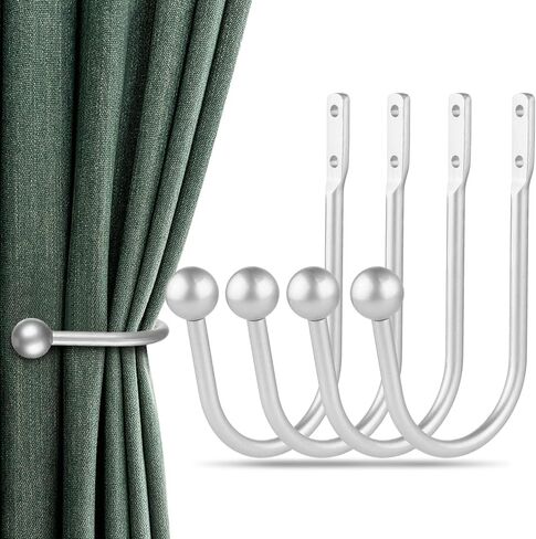 Curtain Holdbacks, 4pcs Curtains Holder Wall Mounted Drapery Tiebacks Retro Window Hook for Home Decor, Matte Black in Saudi Arabia