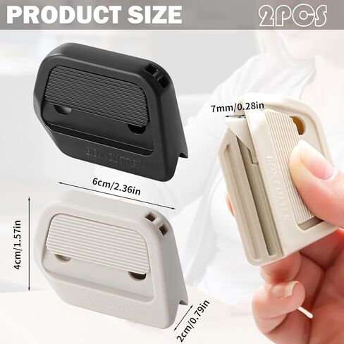 2 Pcs Magnetic Box Cutter,Box Opener Cutter,Ceramic Box Cutter,Ceramic, Box Cutters Retractable For Kids,Home And Office, Cardboard Cutting Tool(White+Black) in Kuwait