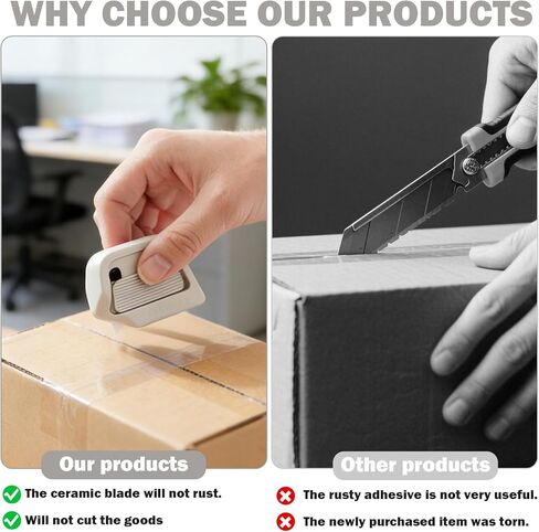 2 Pcs Magnetic Box Cutter,Box Opener Cutter,Ceramic Box Cutter,Ceramic, Box Cutters Retractable For Kids,Home And Office, Cardboard Cutting Tool(White+Black) in Kuwait