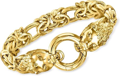 Ross-Simons Italian 14kt Yellow Gold-Plated Double Lion Head Byzantine Bracelet in Saudi Arabia