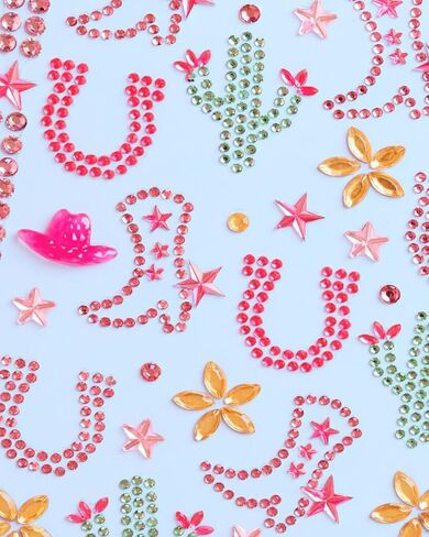 xo, Fetti Kids Western Cowgirl Gem Set - 44 Pieces | Western, Cowgirl, Kids Party, Rodeo Pink Gems, Birthday Decorations, Girls Party, Yeehaw, Cowboy Boot Stickers in Saudi Arabia