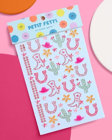 xo, Fetti Kids Western Cowgirl Gem Set - 44 Pieces | Western, Cowgirl, Kids Party, Rodeo Pink Gems, Birthday Decorations, Girls Party, Yeehaw, Cowboy Boot Stickers in Saudi Arabia
