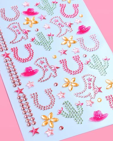 xo, Fetti Kids Western Cowgirl Gem Set - 44 Pieces | Western, Cowgirl, Kids Party, Rodeo Pink Gems, Birthday Decorations, Girls Party, Yeehaw, Cowboy Boot Stickers in Saudi Arabia