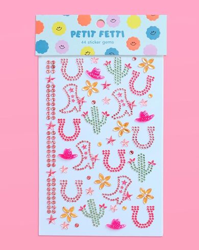 xo, Fetti Kids Western Cowgirl Gem Set - 44 Pieces | Western, Cowgirl, Kids Party, Rodeo Pink Gems, Birthday Decorations, Girls Party, Yeehaw, Cowboy Boot Stickers in Saudi Arabia