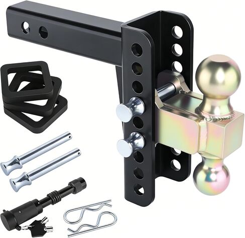 وصلة مقطورة بقضيب سحب قابلة للتعديل تناسب جهاز استقبال 2 بوصة مع ارتفاع/ارتفاع 6 بوصات وفولاذ كربوني 2 بوصة و2-5/16 بوصة وصلات كروية شديدة التحمل لأقصى سحب 20000 رطل in Kuwait