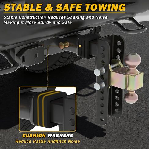 وصلة مقطورة بقضيب سحب قابلة للتعديل تناسب جهاز استقبال 2 بوصة مع ارتفاع/ارتفاع 6 بوصات وفولاذ كربوني 2 بوصة و2-5/16 بوصة وصلات كروية شديدة التحمل لأقصى سحب 20000 رطل in Kuwait