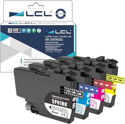 LCL SP01 SP-1 Sublimation Ink Cartridges (4-Pack KCMY) SP01BKS SP01CS SP01MS SP01YS High Capacity Replacement for Brother SP1 SP-1 SP01 Sublimation Printer in Saudi Arabia