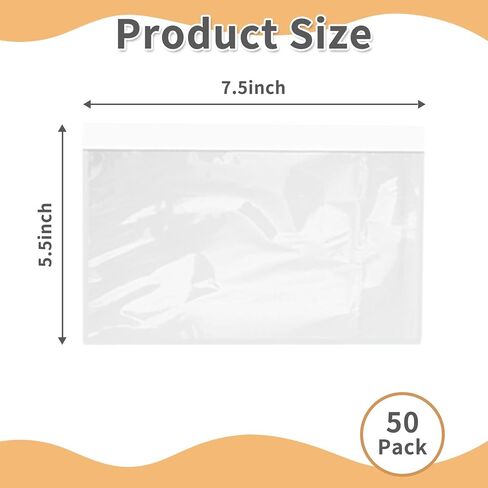 5.5" x 7.5" Shipping Label Sleeves Plastic Envelopes Self-Adhesive Top Loading Packing List Envelopes, Clear Mailing Label Pouch for Packages(50 Pack) in Kuwait