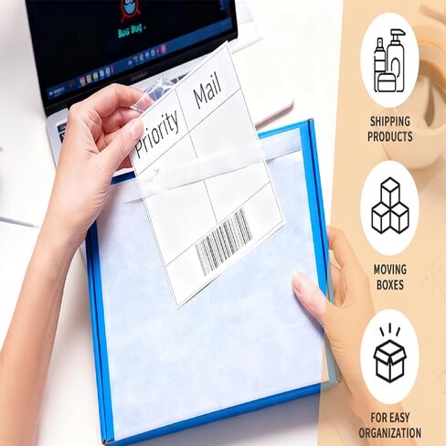 5.5" x 7.5" Shipping Label Sleeves Plastic Envelopes Self-Adhesive Top Loading Packing List Envelopes, Clear Mailing Label Pouch for Packages(50 Pack) in Kuwait