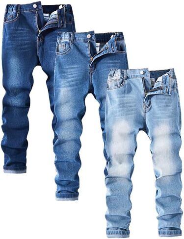 Nivne Tco Tween Boys 3pcs Skinny Jeans Casual Slim Fit Five Pockets Kids Zipper Fly Denim Pants Set in Saudi Arabia
