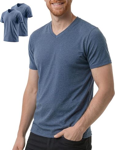 100% Merino Wool T-Shirts for Men 2 Packs, V Neck Men Short Sleeve Undershit, Breathable Lightweight Base Layer Tee in Kuwait
