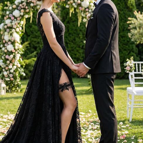2PCs Black Wedding Garter for Bride, Bride-Tossing-Thigh, Lace Thigh Garter Bride Tossing Thigh for Women Teen Girls in Saudi Arabia