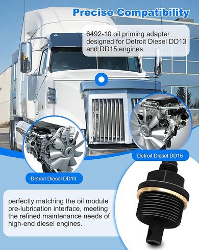 محول زيت أساسي 6492-10 متوافق مع محركات ديترويت ديزل DD13 وDD15، مع غطاء غبار وقناة وشريط إغلاق، يتيح التشحيم المسبق الدقيق للمحرك in Kuwait