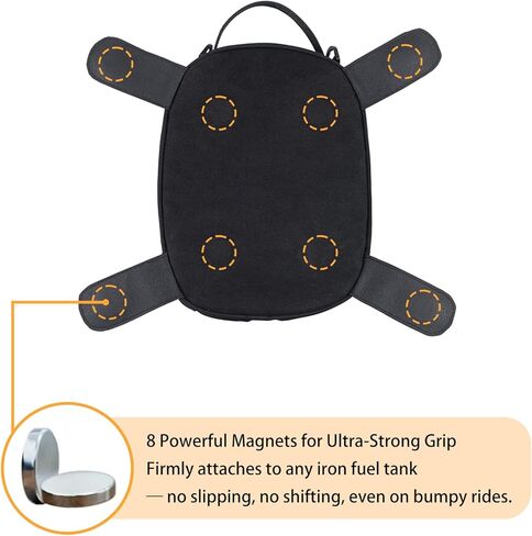 حقيبة خزان مغناطيسي بسعة تخزين 5.5 لتر/1.5 جالون، مصنوعة من النايلون ومادة البولي بروبيلين مقاومة للماء عالمية للدراجات النارية - للخزانات الفولاذية فقط in Kuwait