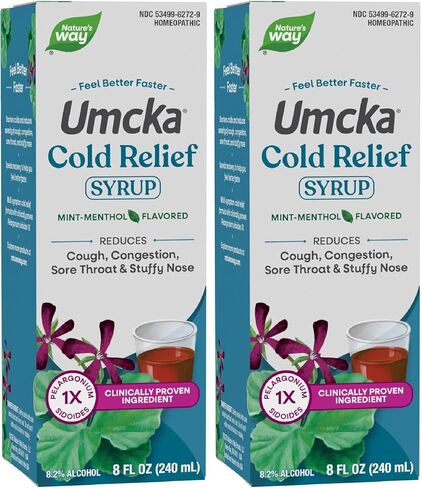Nature's Way Umcka ColdCare Homeopathic, Shortens Colds, Sore Throat, Cough, and Congestion, Phenylephrine Free, Non-Drowsy, Mint-Menthol Flavored, 8 Fl. Oz Syrup in Saudi Arabia