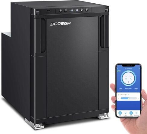BODEGA [ثلاجة مطورة 12 فولت، التحكم في تطبيق ثلاجة RV، ثلاجة وفريزر RV سعة 45 لترًا (1.6 قدم مكعب)، مبرد كهربائي مع قفل، (-4 ℉ -46 ℉) ثلاجة بفريزر 12/24 فولت تيار مستمر للشاحنة، RV، التخييم، السفر in Kuwait