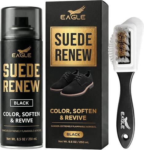 Eagle Suede Restorer Spray Black – Suede & Nubuck Color Restorer for Shoes, Boots & Jackets, Renew Spray to Restore Color, Revive Nap & Texture, Includes 3 Way Brush, 250mL in Saudi Arabia