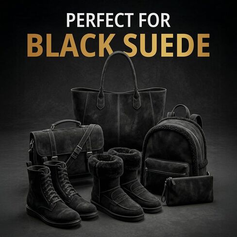 بخاخ Eagle Suede Restorer Spray باللون الأسود - مرمم لون الجلد السويدي وجلد النوبوك للأحذية والأحذية الطويلة والسترات، رذاذ متجدد لاستعادة اللون وإحياء القيلولة والملمس، يتضمن فرشاة ثلاثية الاتجاهات، 250 مل in Kuwait