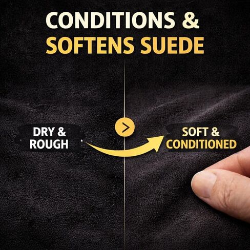 بخاخ Eagle Suede Restorer Spray باللون الأسود - مرمم لون الجلد السويدي وجلد النوبوك للأحذية والأحذية الطويلة والسترات، رذاذ متجدد لاستعادة اللون وإحياء القيلولة والملمس، يتضمن فرشاة ثلاثية الاتجاهات، 250 مل in Kuwait