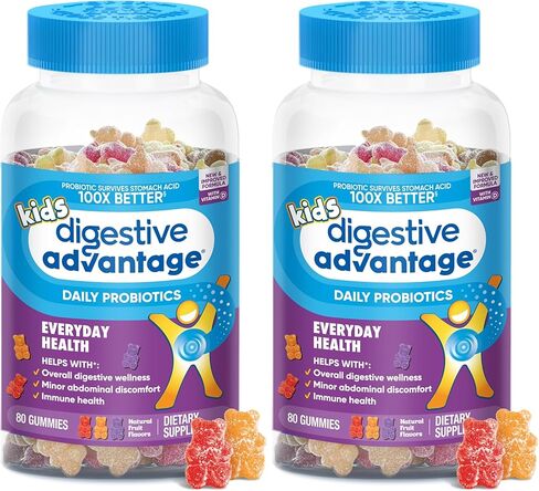 Digestive Advantage Probiotic Gummies For Digestive Health, Daily Probiotics For Kids, Support For Occasional Bloating, Minor Abdominal Discomfort & Gut Health, 80ct Natural Fruit Flavors in Saudi Arabia