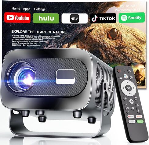 جهاز عرض صغير مع WiFi و Bluetooth و Electric Focus & Vertical Keystone ، ودعم 1080 بكسل HD 4K ، وجهاز عرض ذكي مع تطبيقات بث مدمجة ، وجهاز عرض محمول للفيلم الخارجي والمنزل in Kuwait