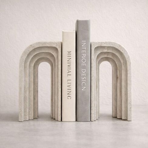 Decorative Bookends for Shelves – Book Ends for Heavy Books, Heavy Duty Stone Book Holder, Modern Home Office Decor, Non-Slip Base, Gift Box Included, Set of 2 in Saudi Arabia