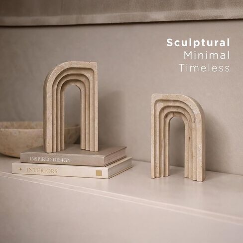 Decorative Bookends for Shelves – Book Ends for Heavy Books, Heavy Duty Stone Book Holder, Modern Home Office Decor, Non-Slip Base, Gift Box Included, Set of 2 in Saudi Arabia