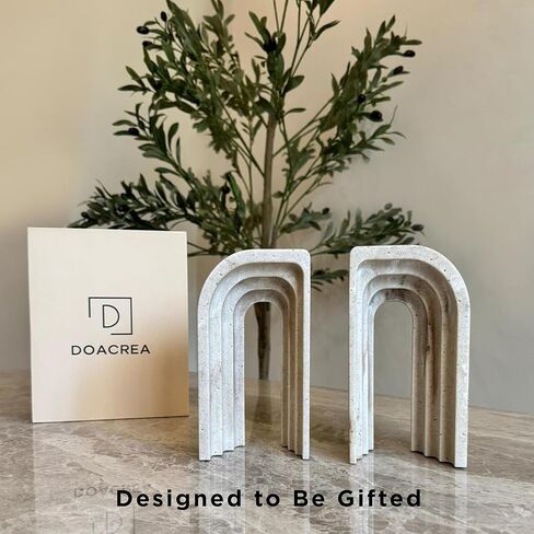 Decorative Bookends for Shelves – Book Ends for Heavy Books, Heavy Duty Stone Book Holder, Modern Home Office Decor, Non-Slip Base, Gift Box Included, Set of 2 in Saudi Arabia