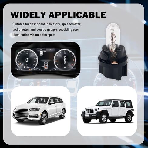 طقم لمبات هالوجين 20 قطعة، سطوع عالي T5 207 286 أضواء داش للسيارة الداخلية/عداد السرعة/لوحة القيادة/مقياس سرعة الدوران، استبدال لمبات إضاءة داش 12 فولت 2 وات in Kuwait