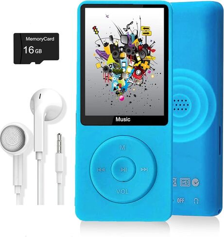 مشغل MP3 ، مشغل موسيقى مع بطاقة SD Micro 16 جيجابايت ، مكبر صوت/صورة/صور/فيديو/قارئ صوتي/قارئ صوتي/كتاب إلكتروني ، يدعم ما يصل إلى 128 جيجا بايت in Kuwait