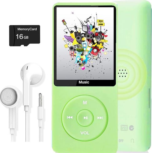 مشغل MP3 ، مشغل موسيقى مع بطاقة SD Micro 16 جيجابايت ، مكبر صوت/صورة/صور/فيديو/قارئ صوتي/قارئ صوتي/كتاب إلكتروني ، يدعم ما يصل إلى 128 جيجا بايت in Kuwait