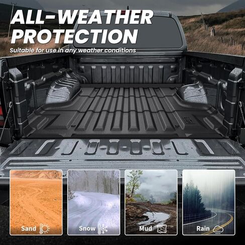 سجادة سرير LASFIT لسيارة Nissan Frontier 2022-2026 6FT/73.3 بوصة (لا تناسب بطانات السرير القابلة للسقوط)، سجادة سرير شاحنة مناسبة لجميع الأحوال الجوية TPE لسيارة Frontier 2022 2023 2024 2025 2026 Crew Cab Bed Liner، أسود in Kuwait