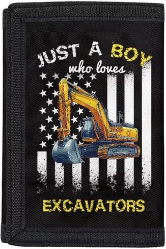 CLOHOMIN Excavators Kids Wallets for Boys Ages 4-18 Trifold, American Flag Trifold Coin Purse Wallet RFID Blocking Wallet with Card Holders in Kuwait