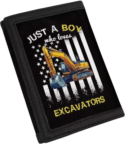 CLOHOMIN Excavators Kids Wallets for Boys Ages 4-18 Trifold, American Flag Trifold Coin Purse Wallet RFID Blocking Wallet with Card Holders in Kuwait