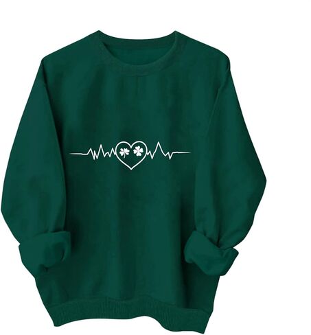 Kids St Patricks Day Shirt Girls Boys Irish Shamrock Clover Holiday Cotton Sweatshirts Green Tops Long Sleeve Pullovers in Saudi Arabia