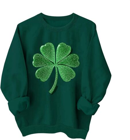 Kids St Patricks Day Shirt Girls Boys Irish Shamrock Clover Holiday Cotton Sweatshirts Green Tops Long Sleeve Pullovers in Saudi Arabia