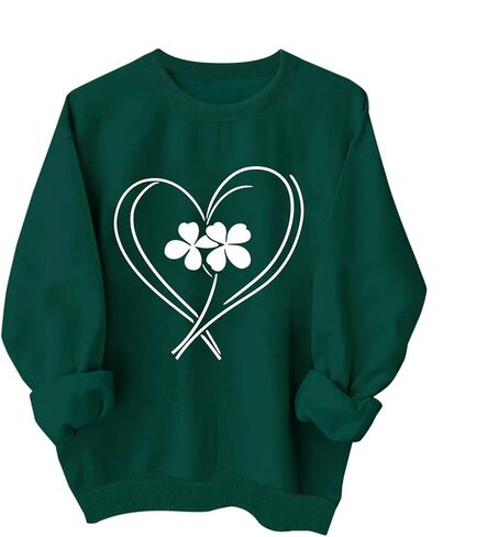 Kids St Patricks Day Shirt Girls Boys Irish Shamrock Clover Holiday Cotton Sweatshirts Green Tops Long Sleeve Pullovers in Saudi Arabia