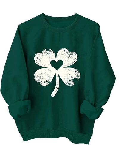 Kids St Patricks Day Shirt Girls Boys Irish Shamrock Clover Holiday Cotton Sweatshirts Green Tops Long Sleeve Pullovers in Saudi Arabia