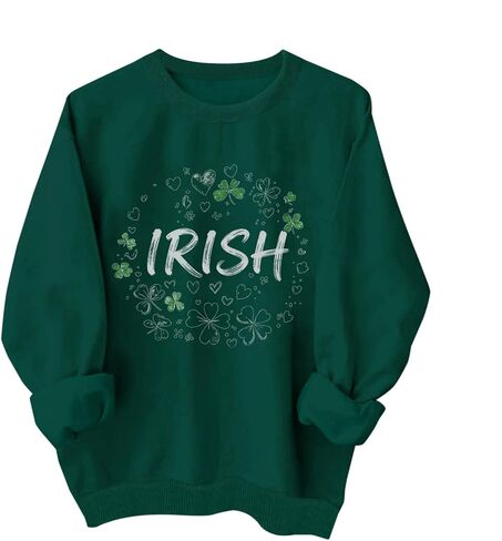 Kids St Patricks Day Shirt Girls Boys Irish Shamrock Clover Holiday Cotton Sweatshirts Green Tops Long Sleeve Pullovers in Saudi Arabia