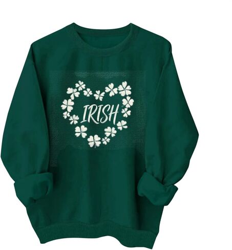 Kids St Patricks Day Shirt Girls Boys Irish Shamrock Clover Holiday Cotton Sweatshirts Green Tops Long Sleeve Pullovers in Saudi Arabia